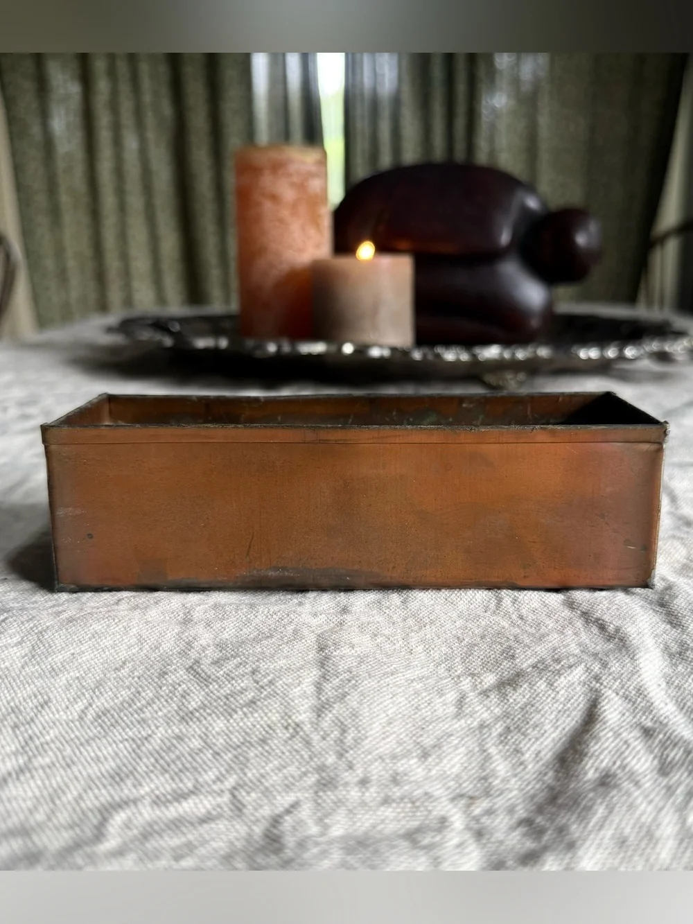 Vintage Copper Rectangular Succulent Planter